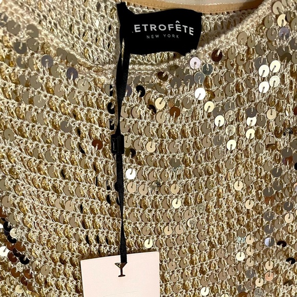 Retrofete Saraya gold crochet embellished gown NWT - Picture 4 of 5